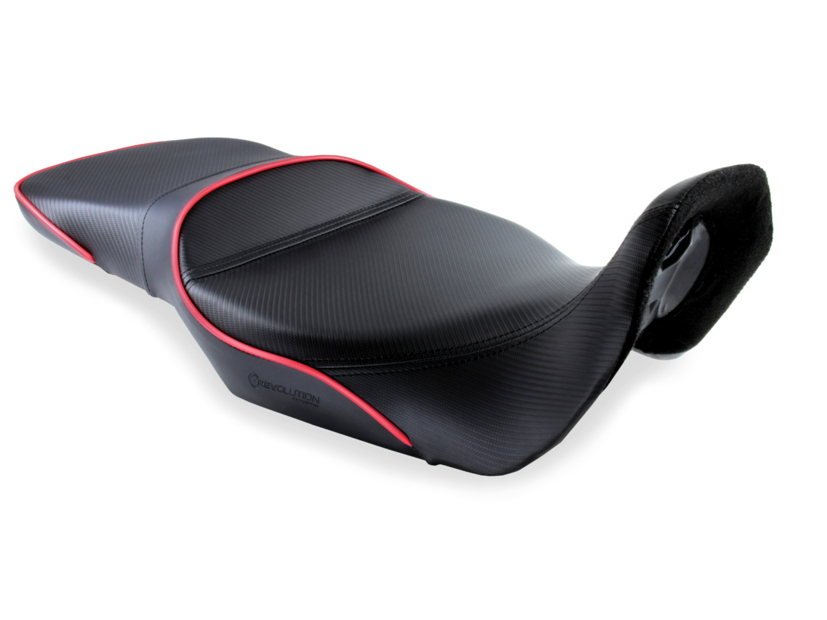 Sargent REVolution & DIY Foam & Cover Kit for the Honda Transalp shown in CFX and red welt REV-695-NS and DIY-695-NS.